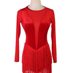 Latin Dance Dresses Fringe Red Women Dancing Costume