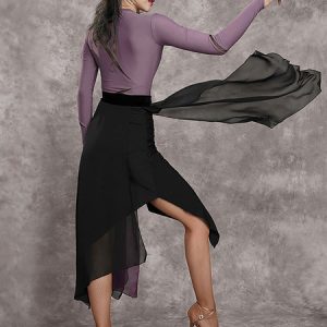 Latin Dance Dresses Purple Women Irregular Skirt Dancing Costume