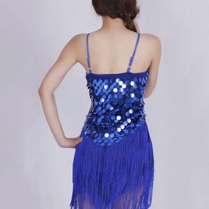 Latin Dance Dresses Red Women Sequin Tassels Halter Short Sexy Dancing Costume