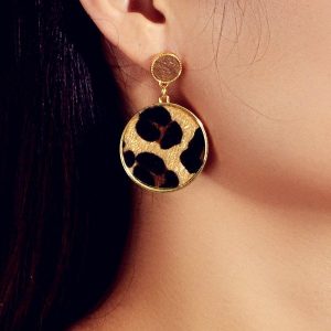 Leopard Faux Fur Round Drop Earrings