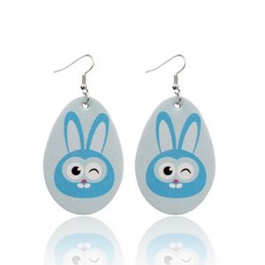 Light Blue Animal Print Plastic Earring Set - One Size