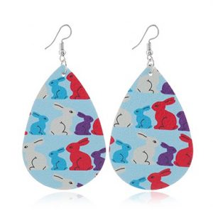 Light Blue Animal Print Plastic Earring Set - One Size