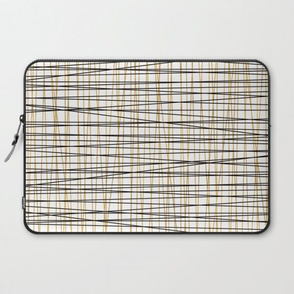 Line Art - Gold and Black Lines on White - Mix and Match with Simplicty of Life Computer Cover by Simplicity of life - Laptop Sleeve - 15"