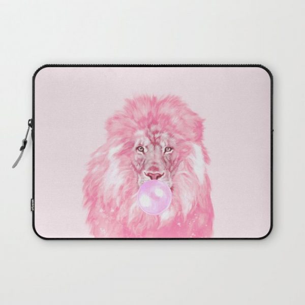 Lion Chewing Bubble Gum in Pink Computer Cover by Big Nose Work - Laptop Sleeve - 13"