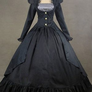 Little Women Costumes Ruffle Button Women Retro Clothing