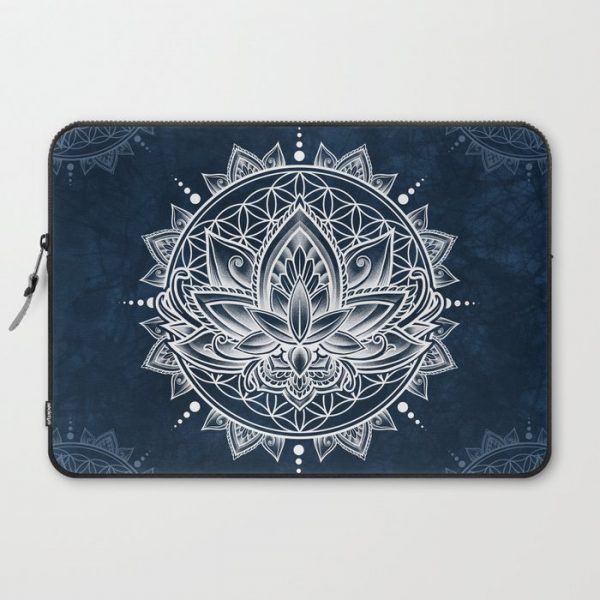 Lotus Mandala (white) Computer Cover by Angoes25 - Laptop Sleeve - 15"