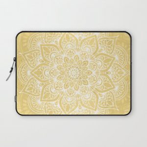 Mandala, Boho Summer, Yellow Flower of Life Computer Cover by Megan Morris - Laptop Sleeve - 13"