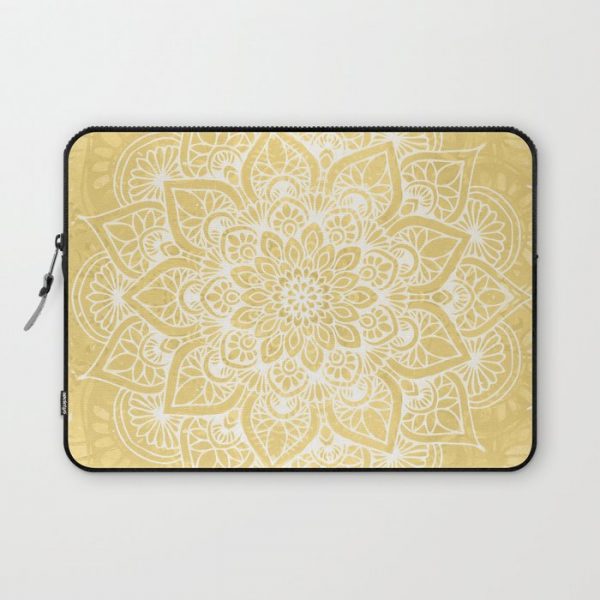 Mandala, Boho Summer, Yellow Flower of Life Computer Cover by Megan Morris - Laptop Sleeve - 13"