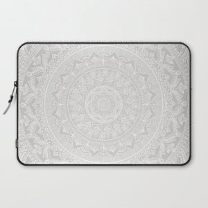 Mandala Soft Gray Computer Cover by Maria Singh - Laptop Sleeve - 15"