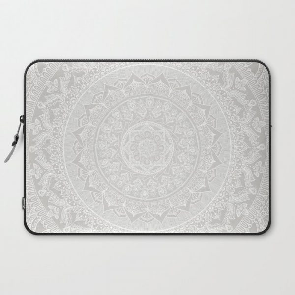 Mandala Soft Gray Computer Cover by Maria Singh - Laptop Sleeve - 15"