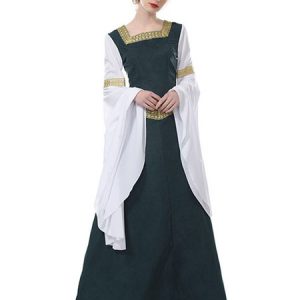 Medieval Queen Costume Renaissance Women Halloween Gothic Victorian Cosplay Maxi Gown Vintage Dress