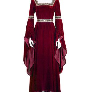 Medieval Renaissance Costume Halloween Women Gothic Long Sleeve Retro Dresses