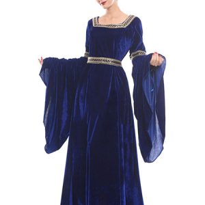 Medieval Renaissance Costume Halloween Women Gothic Long Sleeve Retro Dresses