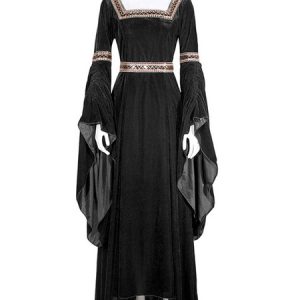 Medieval Renaissance Costume Halloween Women Gothic Long Sleeve Retro Dresses