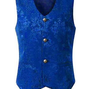 Men Vintage Waistcoat Jacquard Button Retro Costumes For Man