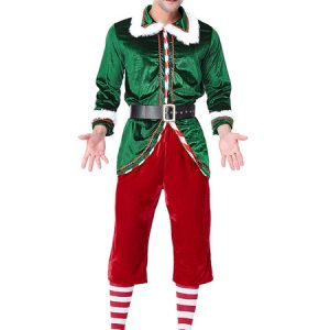 Men's Christmas Costume Santa Claus Long Sleeve Thicken Party Show Elf Costume