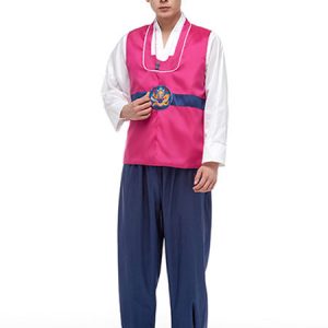 Men's Korean Costume Hanbok Holloween Costume Outfit Traditional Korean Minority Clothing Top Pants Set