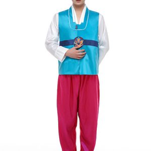 Men's Korean Costume Hanbok Holloween Costume Outfit Traditional Korean Minority Clothing Top Pants Set