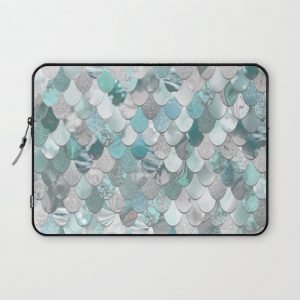 Mermaid Aqua and Grey Computer Cover by Megan Morris - Laptop Sleeve - 13"