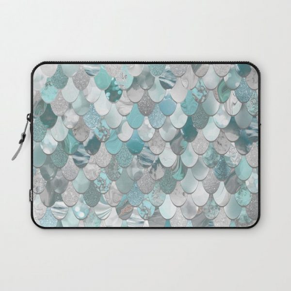 Mermaid Aqua and Grey Computer Cover by Megan Morris - Laptop Sleeve - 13"