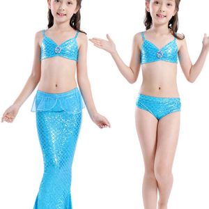 Mermaid Costume Bikini Swimsuit Kids Fishtail Outfit Halloween