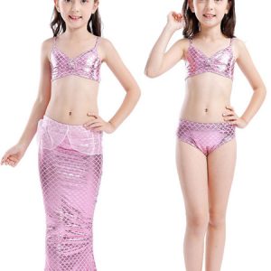 Mermaid Costume Bikini Swimsuit Kids Fishtail Outfit Halloween