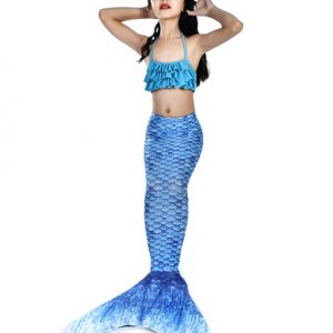 Mermaid Costume Kids Fishtail Swimsuits 2 Piece Set Halloween