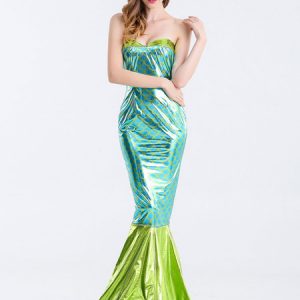 Mermaid Costumes Grass Green Mermaid Fish Print Holidays Costumes