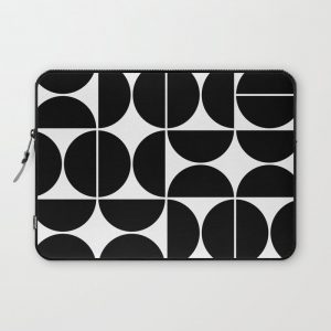 Mid Century Modern Geometric 04 Black Computer Cover by The Old Art Studio - Laptop Sleeve - 13"