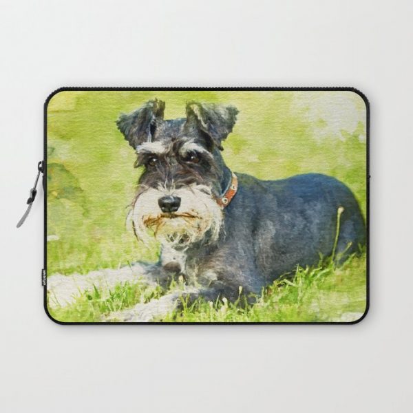 Miniature Schnauzer Watercolor Digital Art Computer Cover by Creativemotions - Laptop Sleeve - 13"