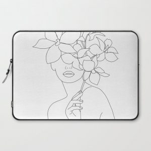 Minimal Line Art Woman with Orchids Computer Cover by Nadja - Laptop Sleeve - 15"