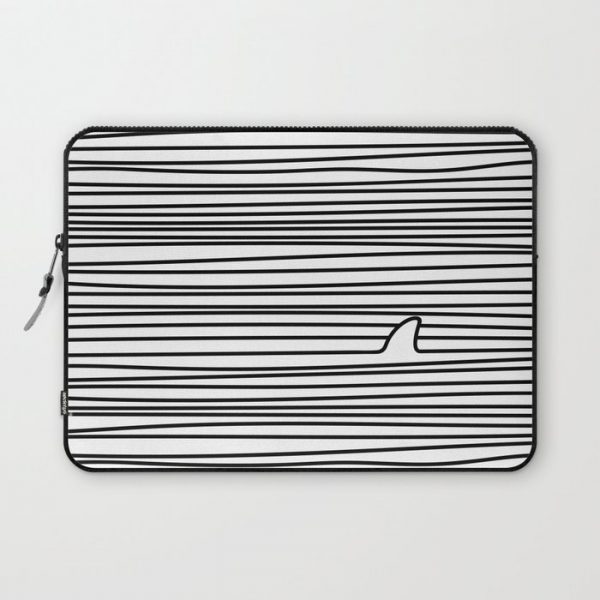 Minimal Line Drawing Simple Unique Shark Fin Gift Computer Cover by Teeleo - Laptop Sleeve - 13"