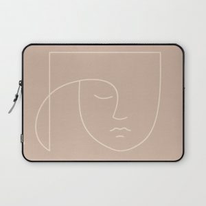 Minimal Line Portrait - Neutral Rose Computer Cover by colour poems - Laptop Sleeve - 13"