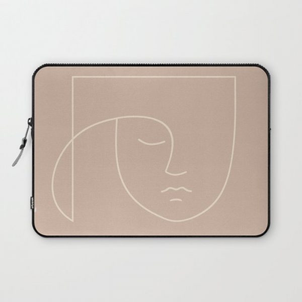 Minimal Line Portrait - Neutral Rose Computer Cover by colour poems - Laptop Sleeve - 13"