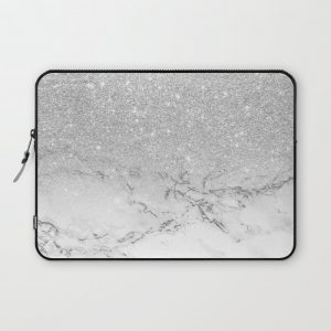 Modern faux grey silver glitter ombre white marble Computer Cover by Girly Trend - Laptop Sleeve - 13"