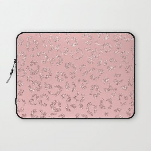 Modern faux rose gold glitter leopard ombre pink pattern Computer Cover by Girly Trend - Laptop Sleeve - 13"