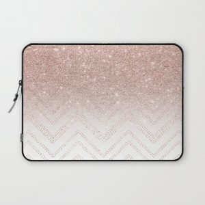 Modern faux rose gold glitter ombre modern chevron stitches pattern Computer Cover by Girly Trend - Laptop Sleeve - 13"