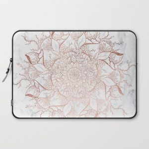 Modern rose gold floral terrarium mandala white marble Computer Cover by Girly Trend - Laptop Sleeve - 15"