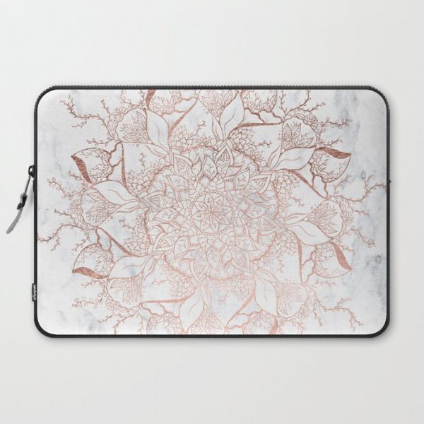 Modern rose gold floral terrarium mandala white marble Computer Cover by Girly Trend - Laptop Sleeve - 15"