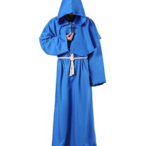 Monk Halloween Costume Middle Ages Hooded Men Robe