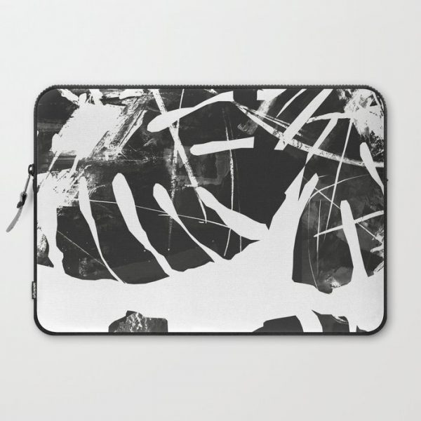 Monstera Leaf Black Computer Cover by The Old Art Studio - Laptop Sleeve - 15"