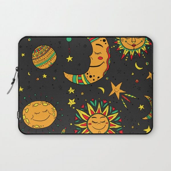 Moon, sun and stars pattern Computer Cover by Krokoneil - Laptop Sleeve - 13"