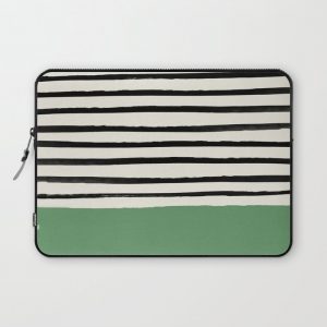 Moss Green x Stripes Computer Cover by Leah Flores - Laptop Sleeve - 13"