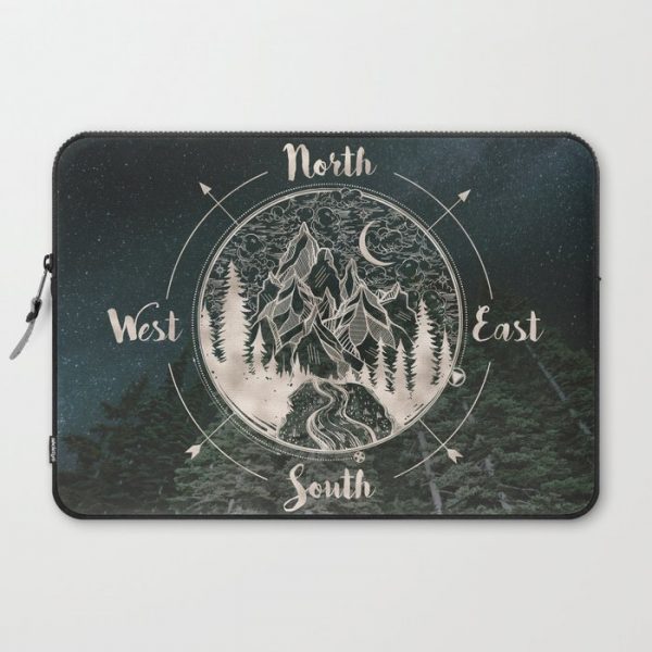 Mountains Compass Milky Way Woods Gold Computer Cover by Cascadia - Laptop Sleeve - 15"