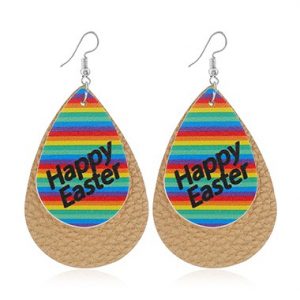 Multi Color Rainbow Print Plastic Earring Set - One Size