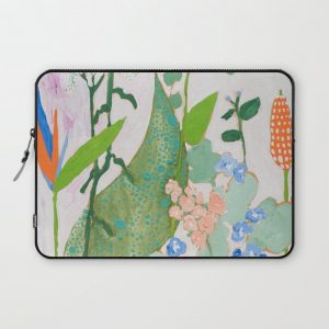 Multi Floral Painting on Pink and White Background Computer Cover by Lara Lee Meintjes - Laptop Sleeve - 13"