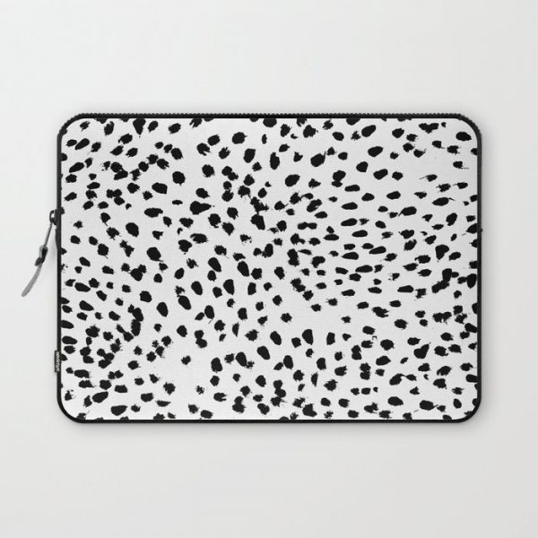 Nadia - Black and White, Animal Print, Dalmatian Spot, Spots, Dots, BW Computer Cover by CharlotteWinter - Laptop Sleeve - 13"