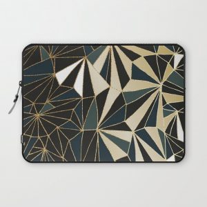 New Art Deco Geometric Pattern - Emerald green and Gold Computer Cover by Dominique Vari - Laptop Sleeve - 13"