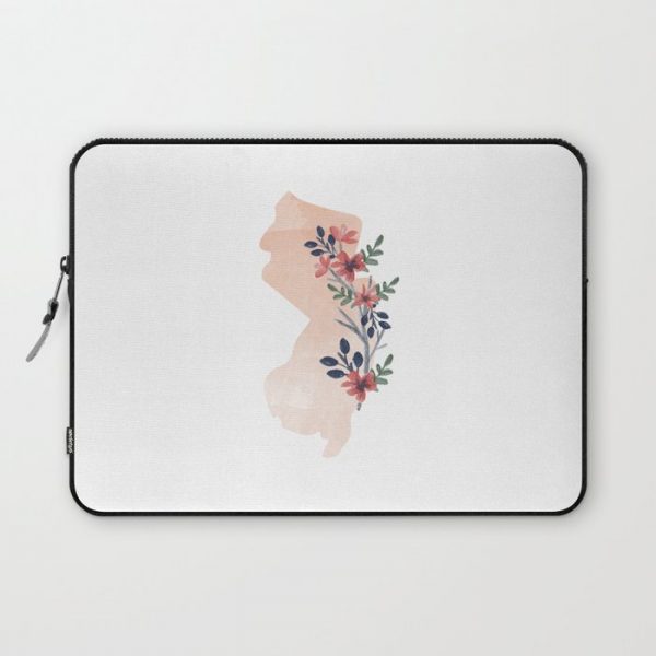 New Jersey Watercolor Floral State Computer Cover by Typologie Paper Co - Laptop Sleeve - 13"