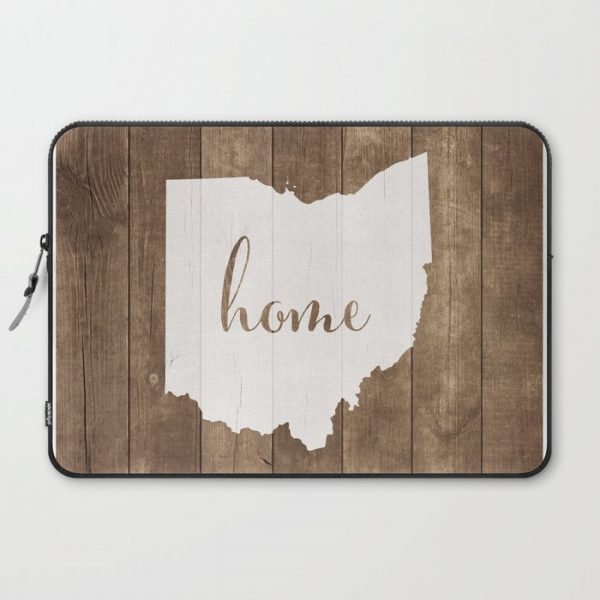 Ohio is Home - White on Wood Computer Cover by Abby A - Laptop Sleeve - 15"